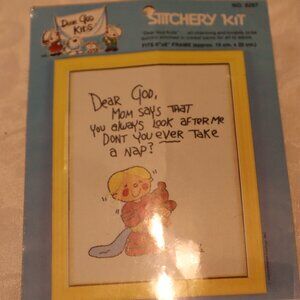 Vintage New Creative Moments Stitchery Dear God Kids Kit Fits 6 x 8" frame #8294